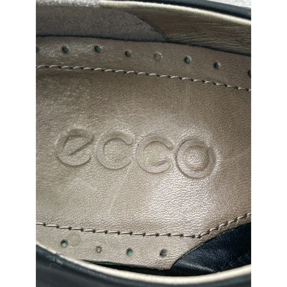 ECCO Black Leather Lace Up Block Heel Ankle Boots Women Size EU 39 US‎ 8.5